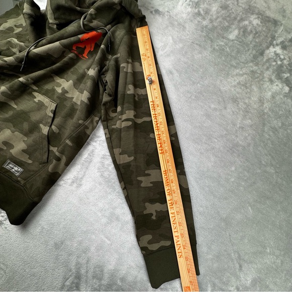 Eddie Bauer Squatch Camo Hoodie Men’s XL Sasquatch Big Foot Green Orange - Picture 10 of 11
